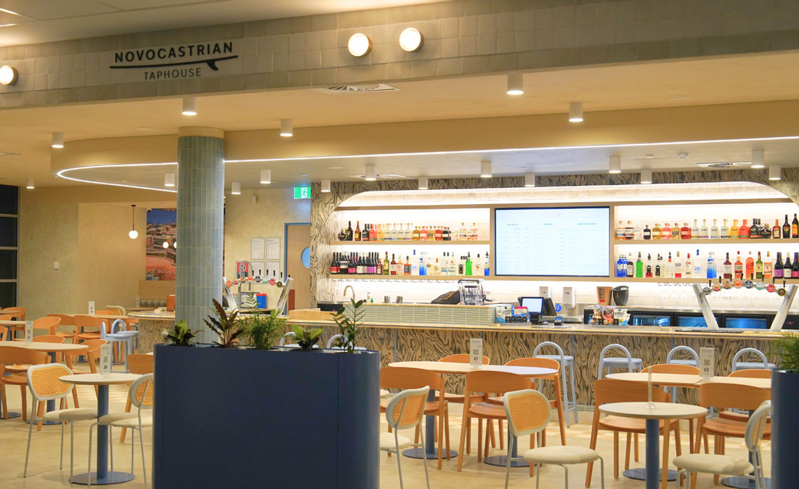 Novocastrian Taphouse at Newcastle Airport. This vibrant airport bar, offers prime runway views perfectly paired with a drinks list packed full of creative cocktails and favourite local drops. Find it next to Departure Gate 5.