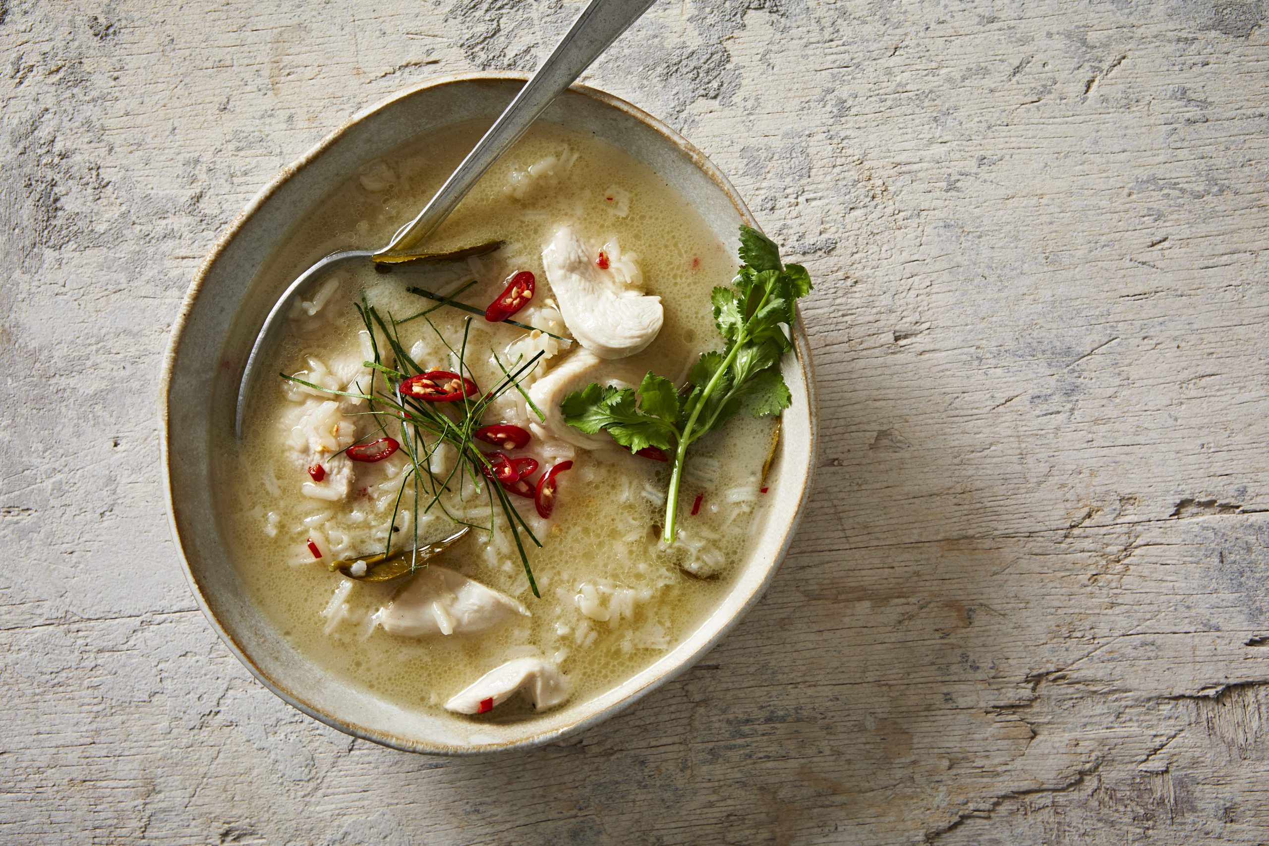 Pacific Island Coconut, Chicken and Rice Soup with Coriander and Kaffir ...